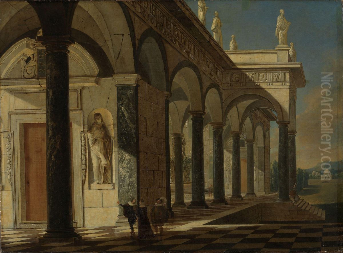 Architectural Scene Oil Painting by Wilhelm Schubert van Ehrenberg