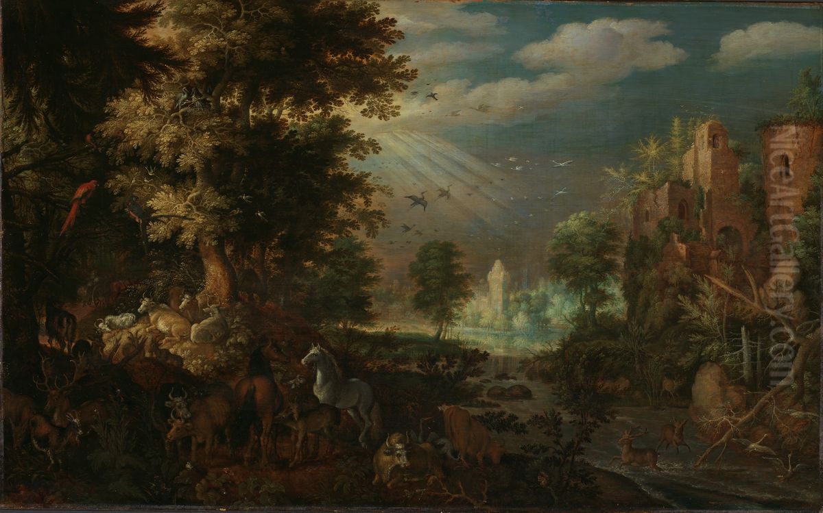 Landskap med dyr og ruiner Oil Painting by Roelant Savery
