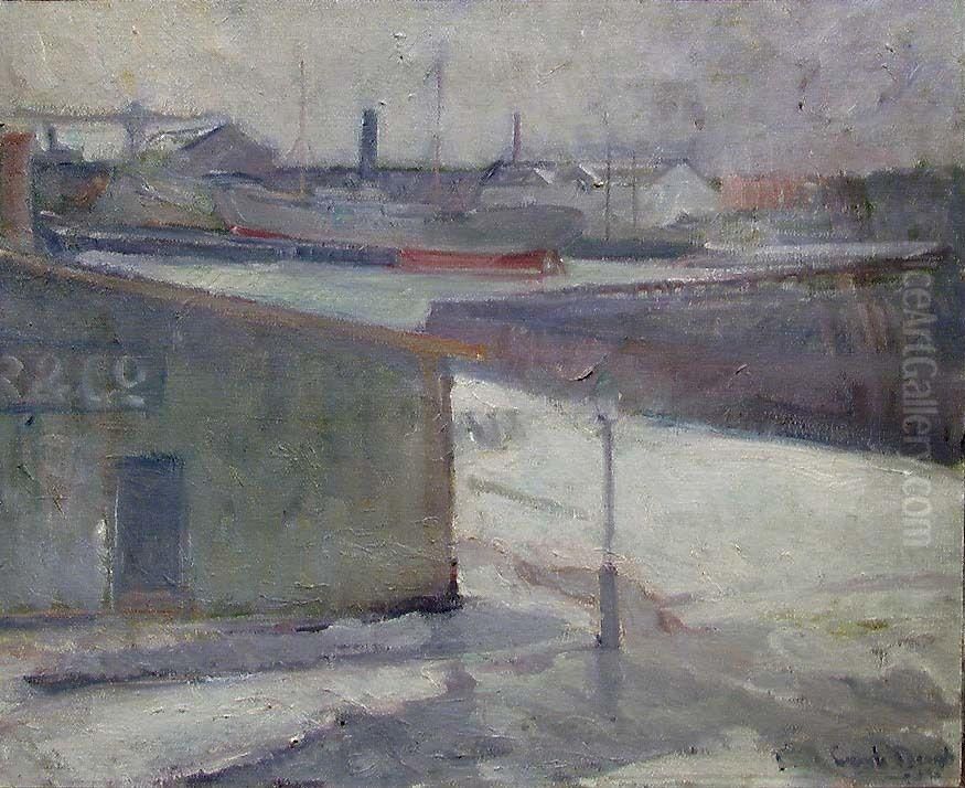 The Port of Malmo Oil Painting by Svante Bergh