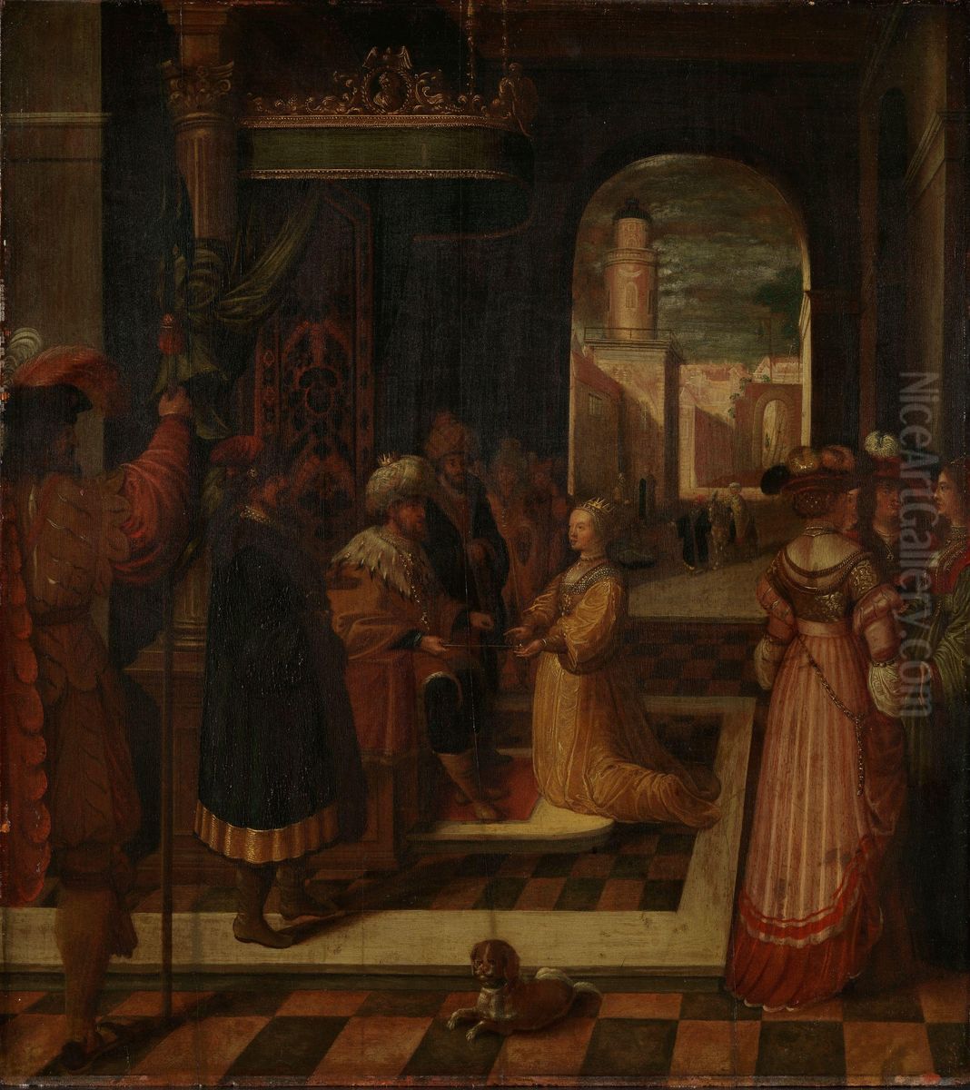 Esther and Ahasuerus Oil Painting by Ambrosius Francken I