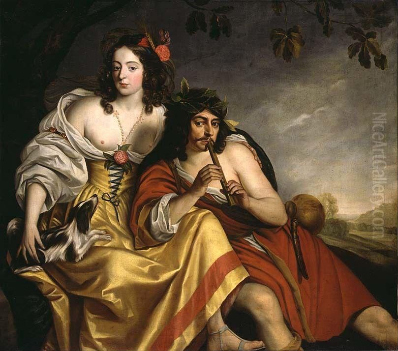Hertug Christian Albrecht av Gottorp og hans gemalinne Oil Painting by Jurgen Ovens