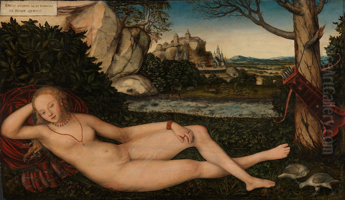 Hvilende kildenymfe Oil Painting by Lucas The Younger Cranach