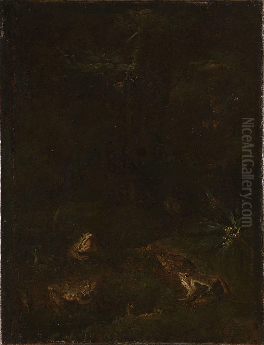 Toads and Snails Oil Painting by Otto Marseus van Schrieck