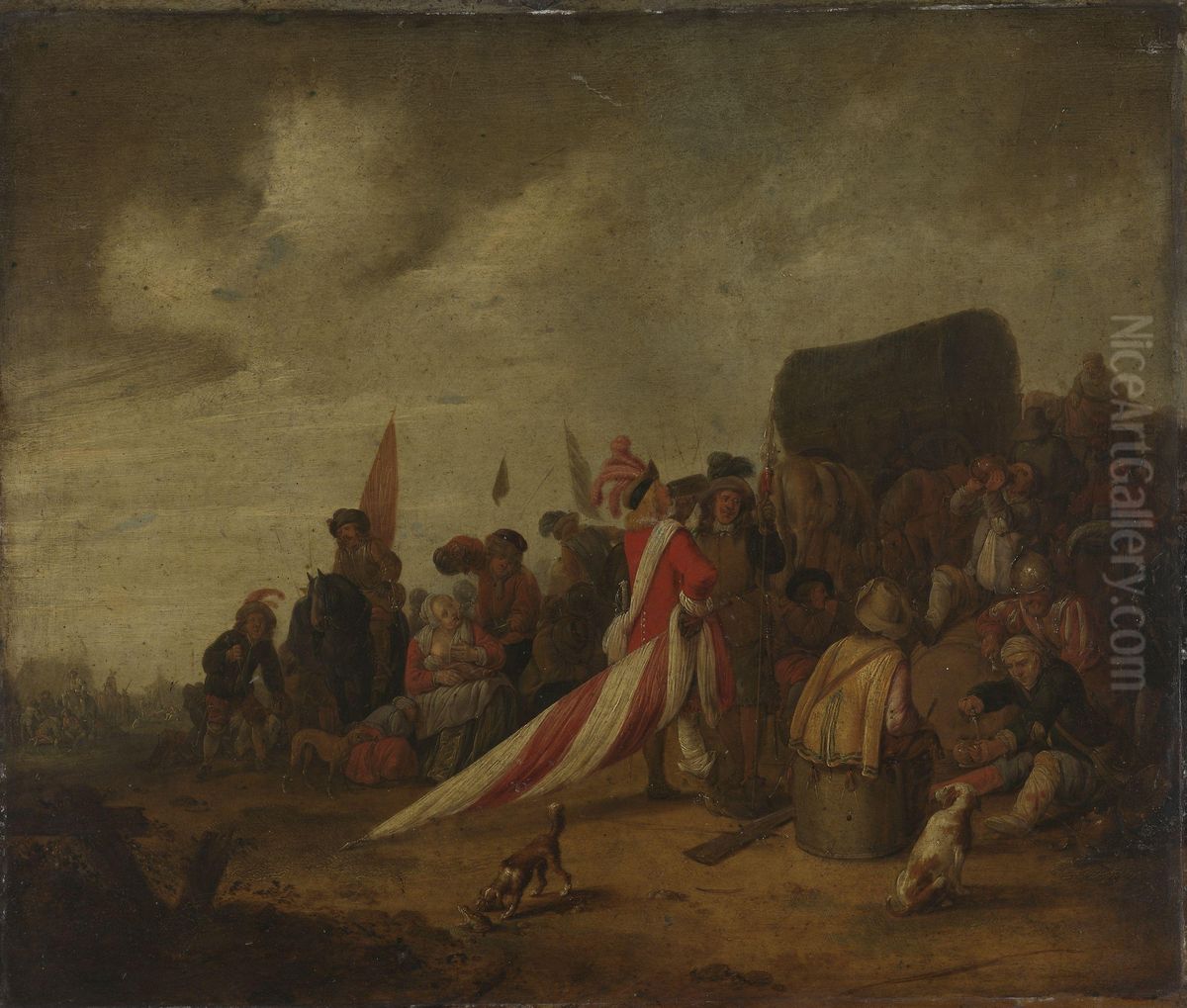 A Camp Oil Painting by Pieter Symonsz Potter