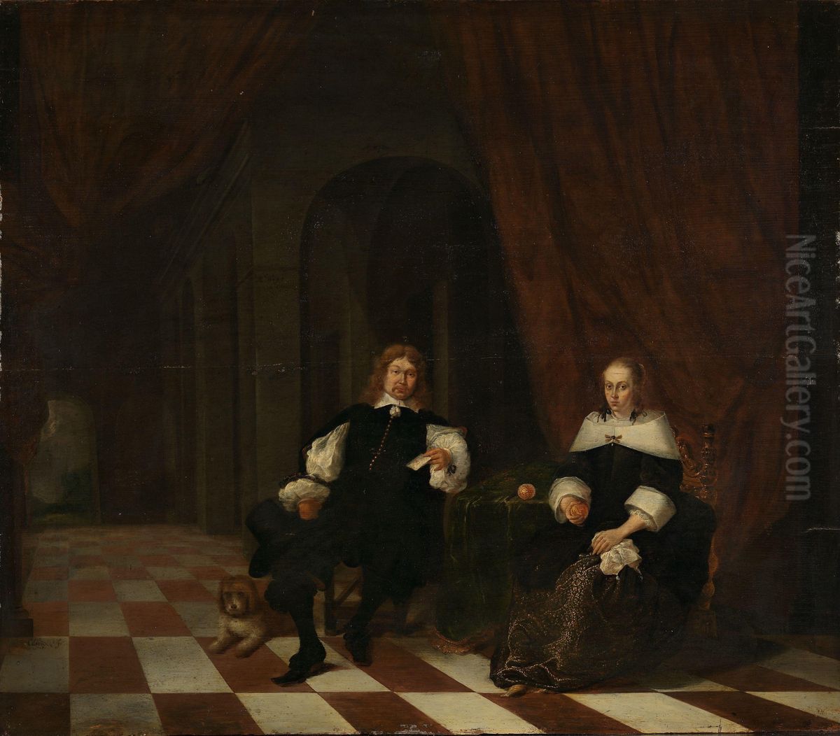 Family Portrait Oil Painting by Gerrit Lundens