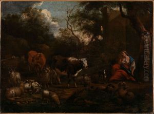 Mountain Landscape with Resting Woman