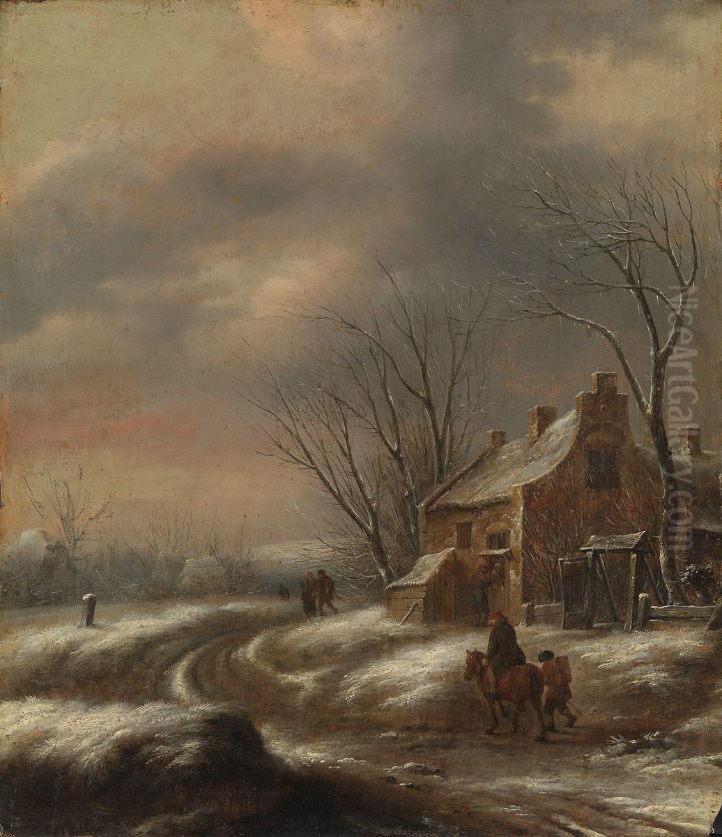 Dutch winter landscape Oil Painting by Nicolaes Molenaer