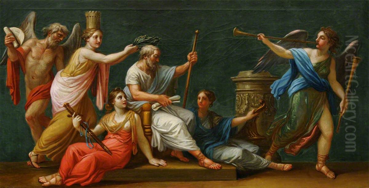 Homer Crowned as Poet Laureate Oil Painting by Antonio Zucchi