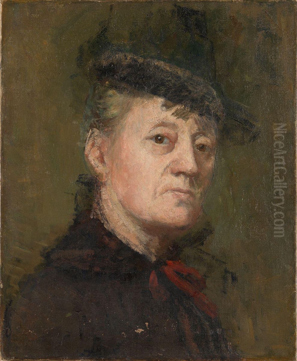 Selvportrett Oil Painting by Kitty Lange Kielland