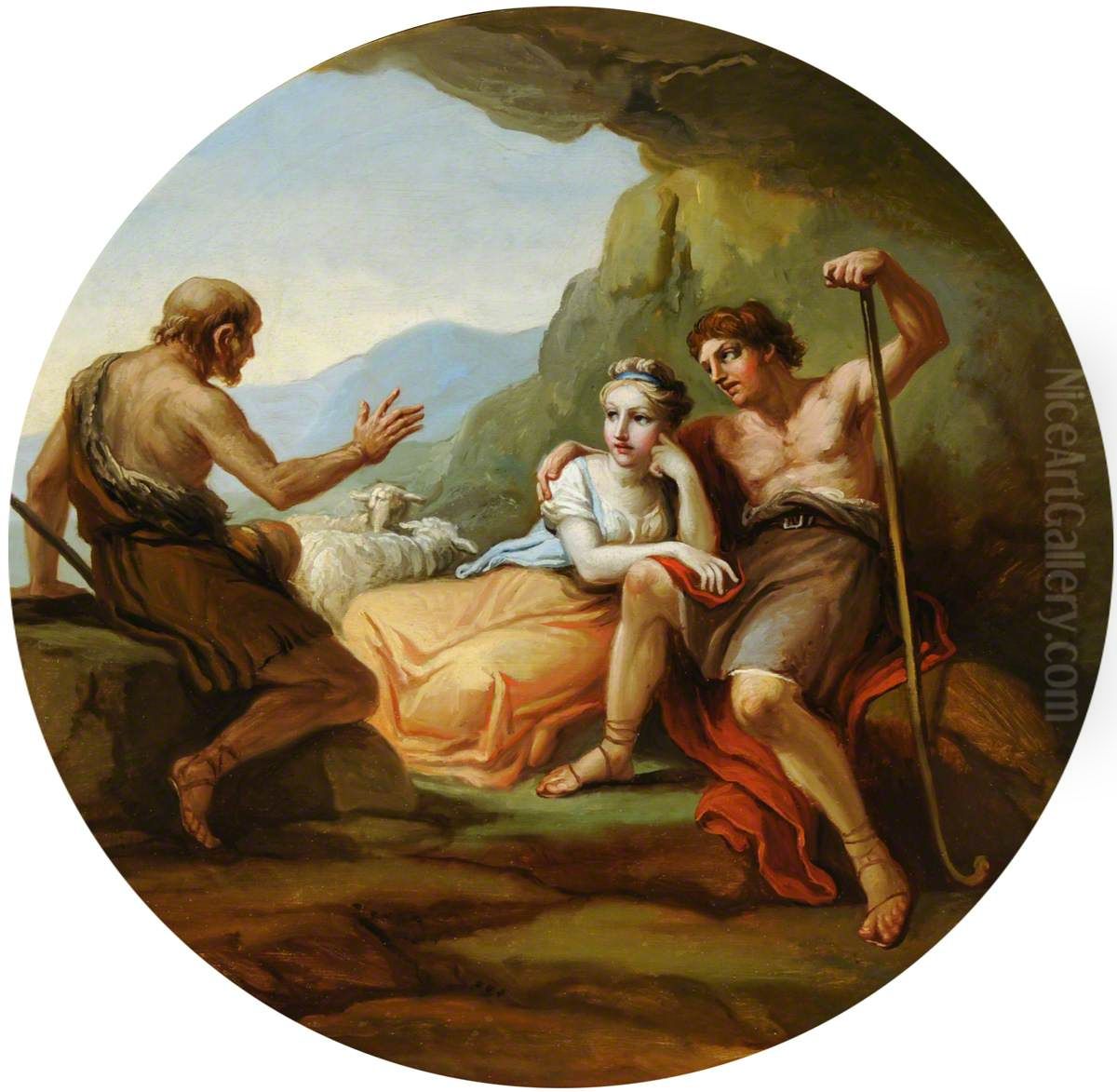 Philetus explaining Love to Daphnis and Chloe Oil Painting by Antonio Zucchi