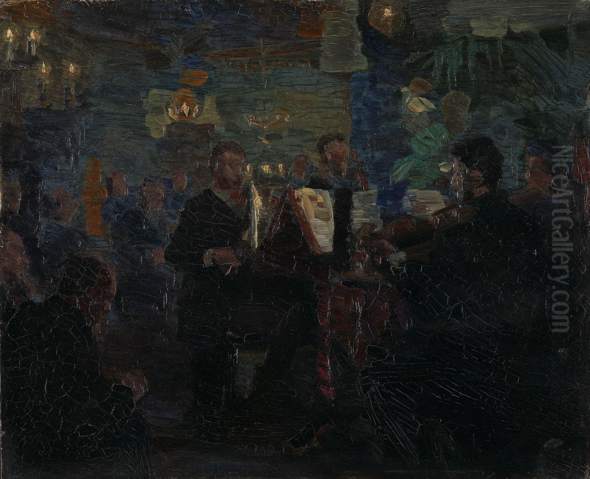 Nerudakvartetten med en Del af Tilhorerne til venstre Oil Painting by Peder Severin Kroyer