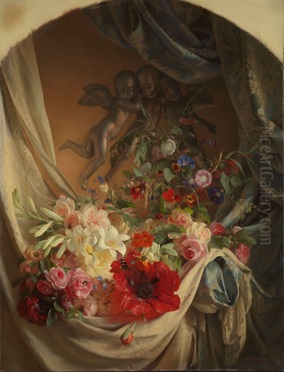 Flower Piece Oil Painting by Theude Gronland