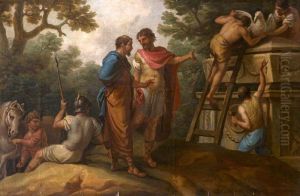 Mitellus Ordering a Marble Crow to Be Put on the Tomb of His Former Master, Diodorus Siculus (a set of three decorative wall panels)