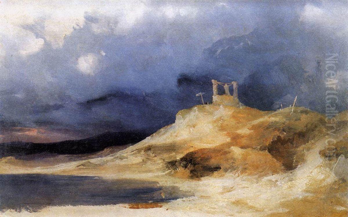 Scaffold in Storm Oil Painting by Carl Blechen