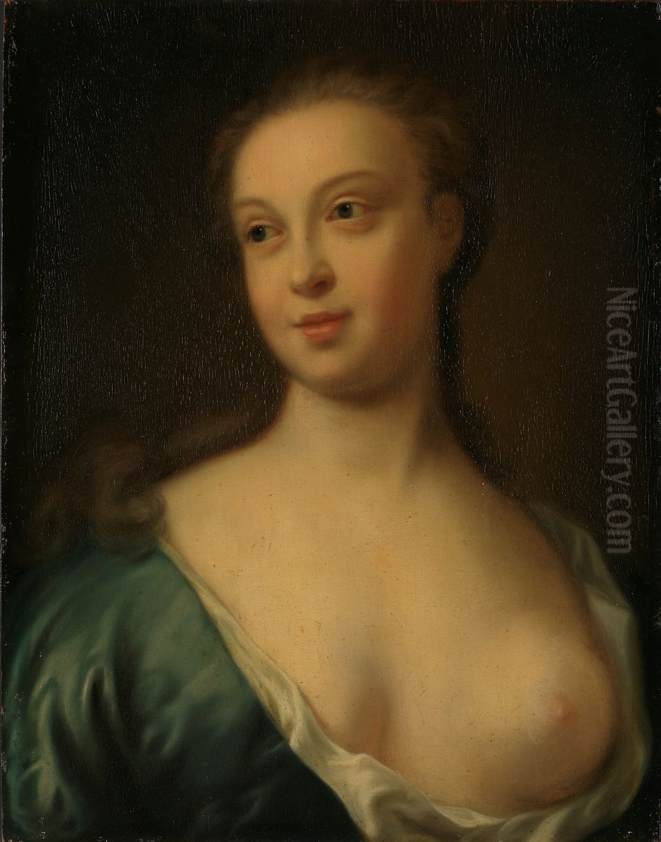 Woman with naked Breast Oil Painting by Peder Als
