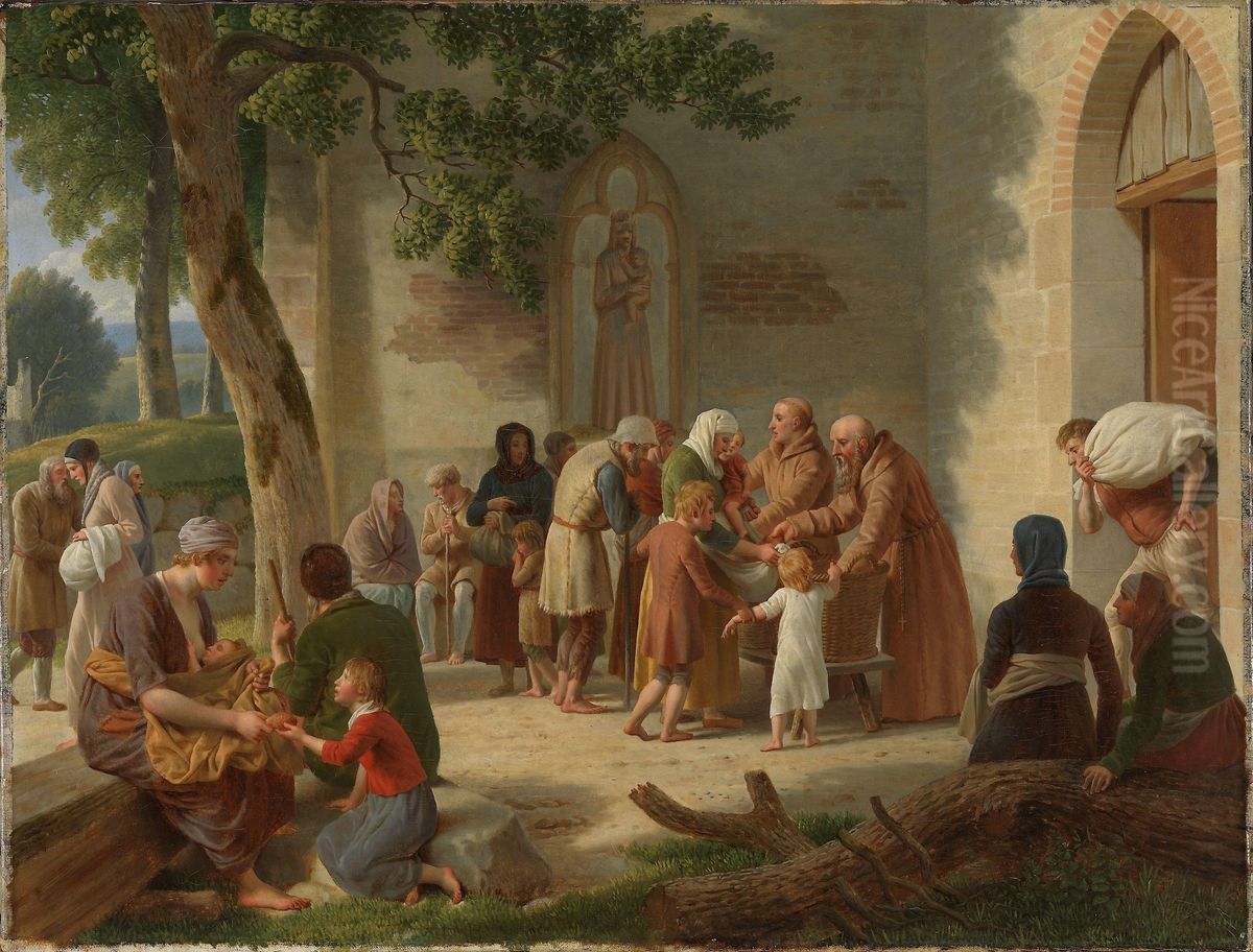 Vicelin distributing Bread among the Poor Oil Painting by Christoffer Wilhelm Eckersberg
