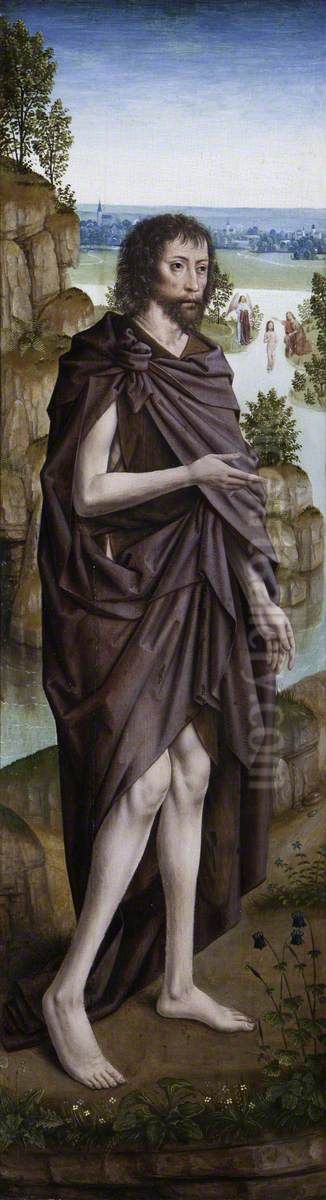 Saint John the Baptist (left) Oil Painting by Master Of The Legend Of Saint Lucy