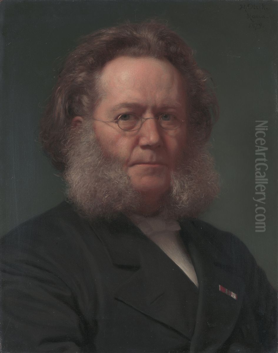 Henrik Ibsen Oil Painting by Henrik Olrik