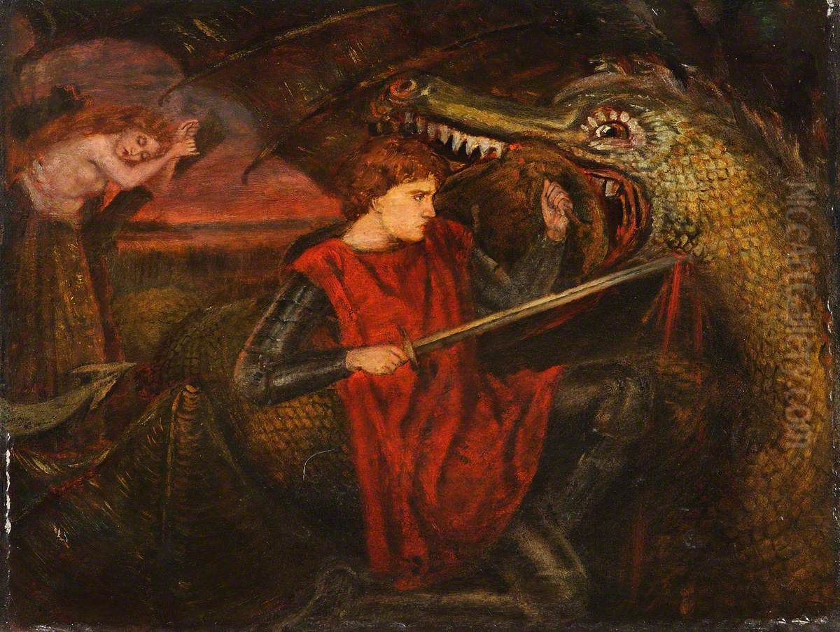 Saint George and the Dragon Oil Painting by Henry Treffry Dunn