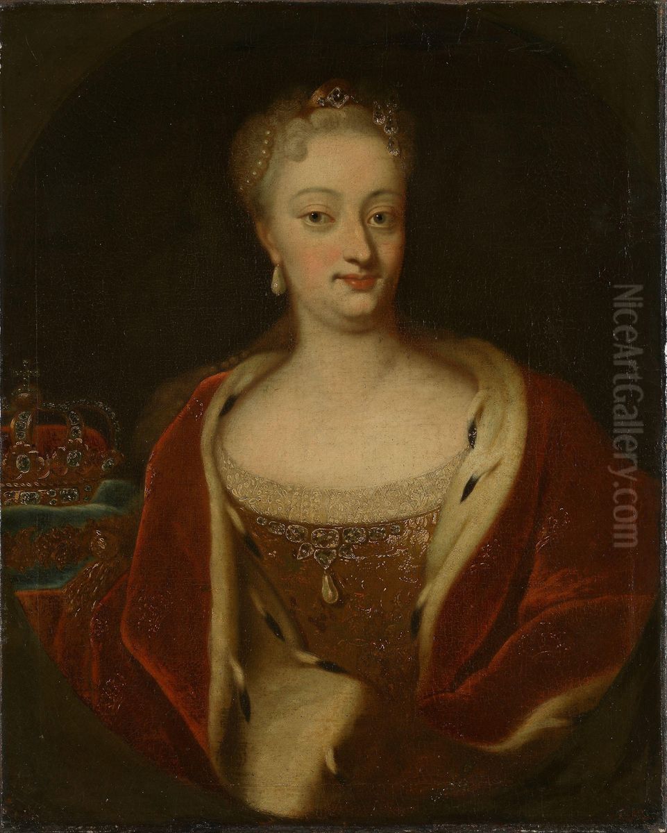 Sophie Magdalene, dronning av Danmark-Norge Oil Painting by Johann Salomon Wahl