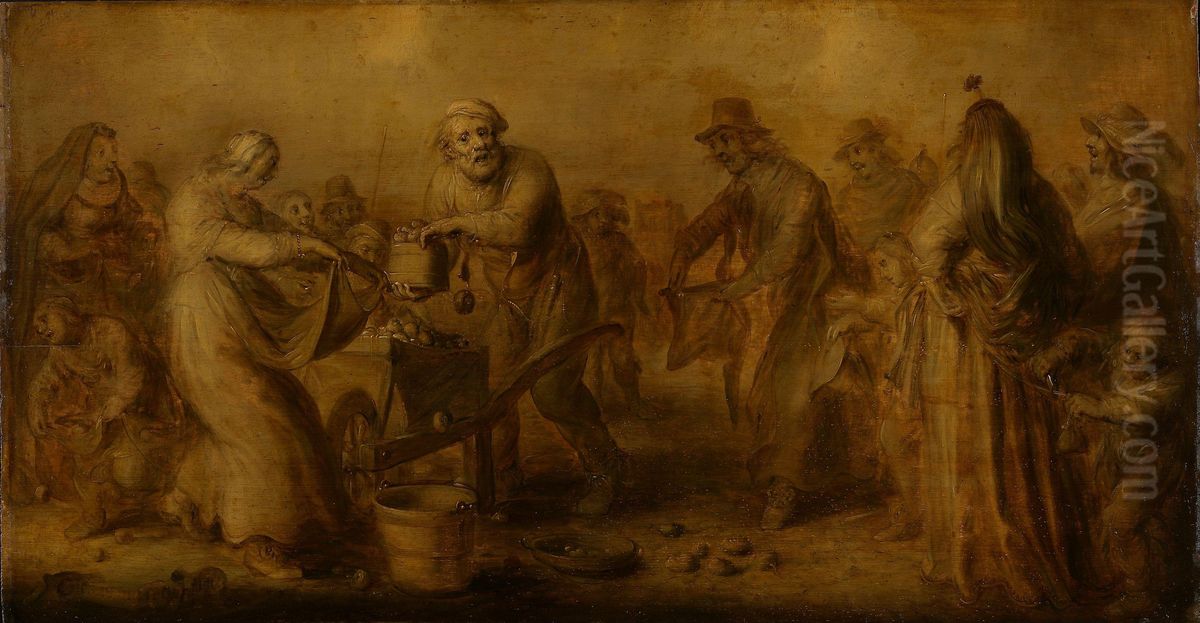 Torgscene Oil Painting by Adriaen van de Venne