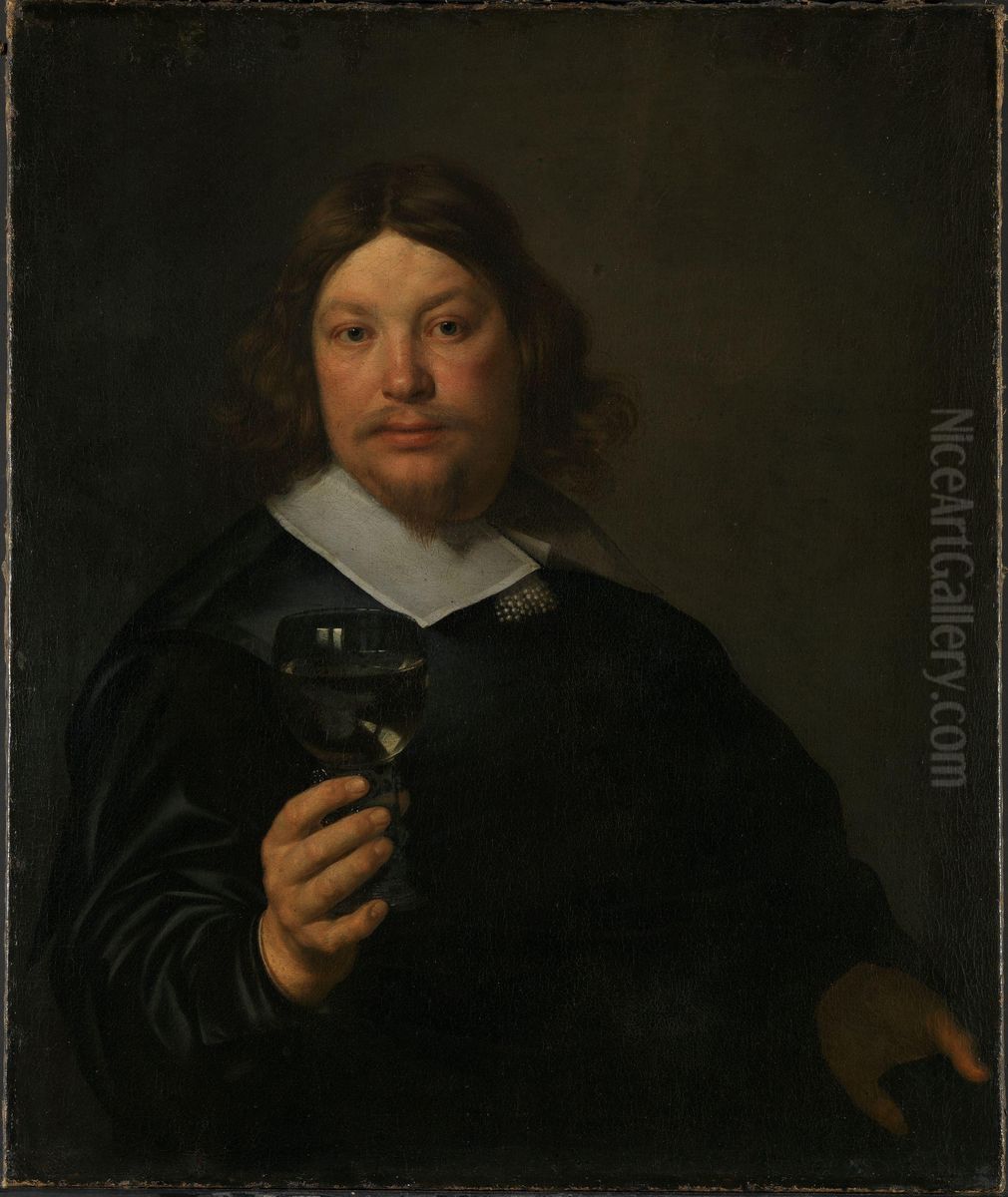 Mann med rhinskvinglass Oil Painting by Bartholomeus Van Der Helst
