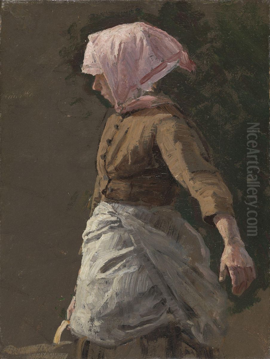 Swedish Country Girl Oil Painting by Joakim Skovgaard