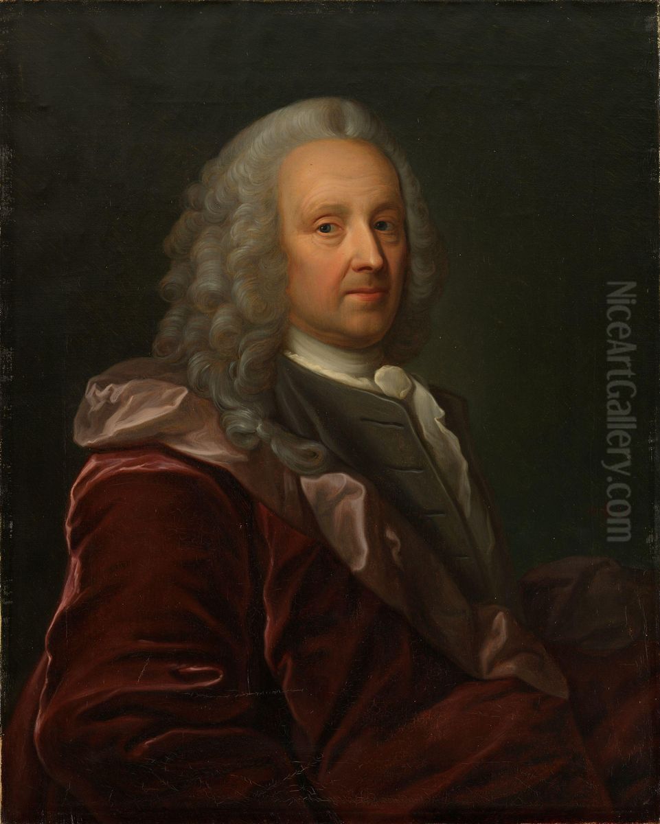 Portrait of Ludvig Holberg. Copy after Johan Roselius Oil Painting by Jorgen Roed