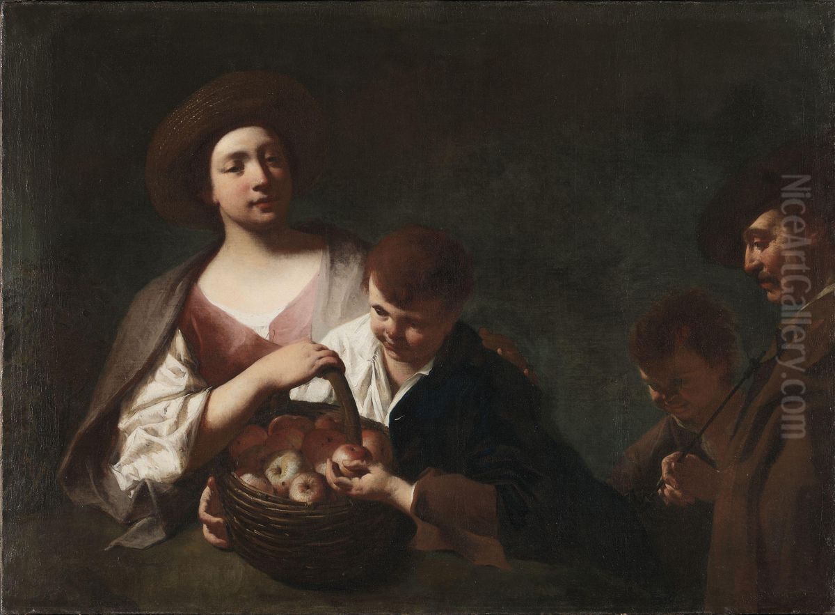 The Fruitseller Oil Painting by Domenico Maggiotto