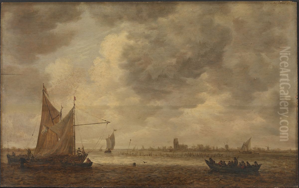 The River Oude Maas near Dordrecht Oil Painting by Jan van Goyen