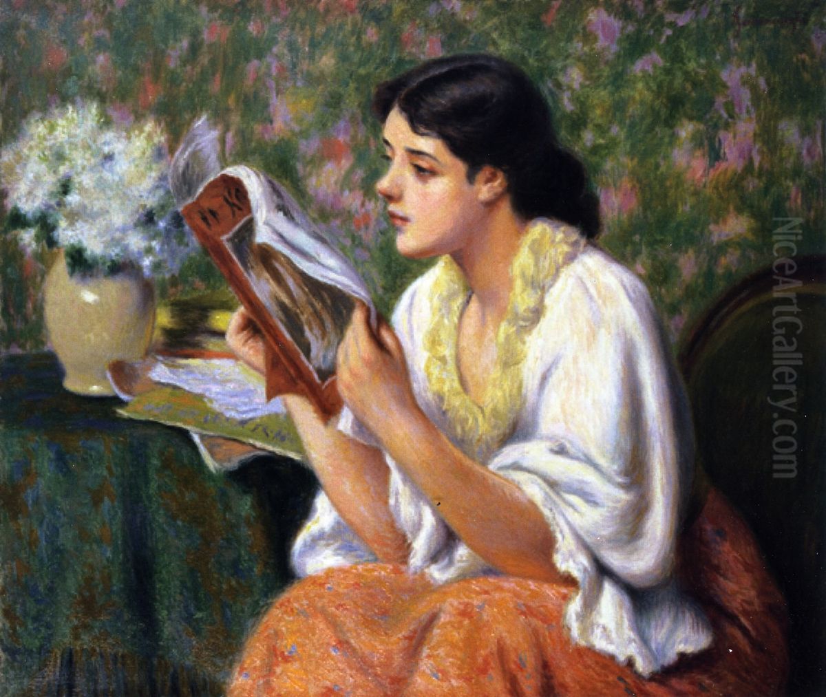 Fashion Magazine Oil Painting by Federico Zandomeneghi