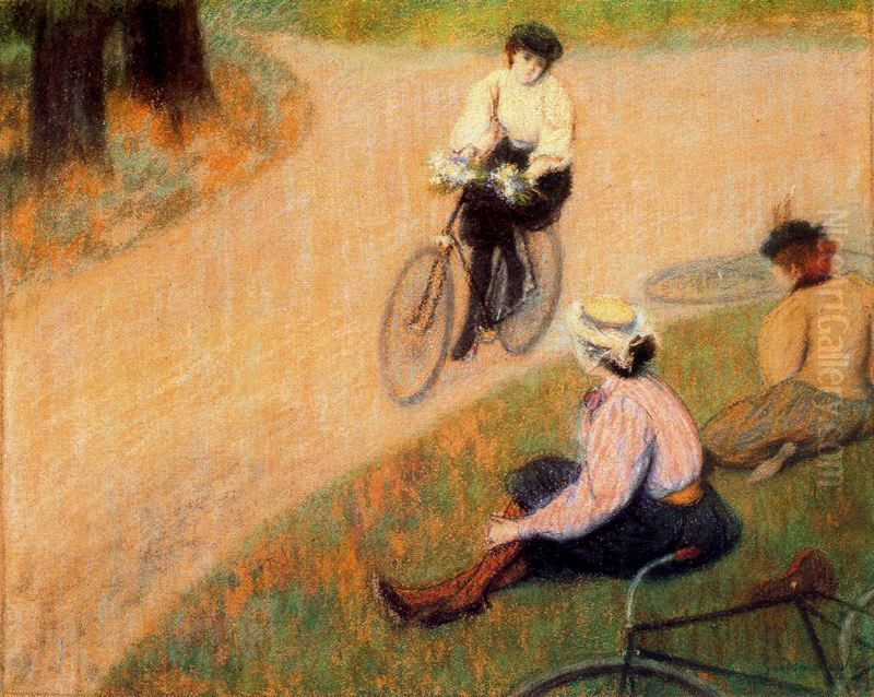 Cycling Oil Painting by Federico Zandomeneghi