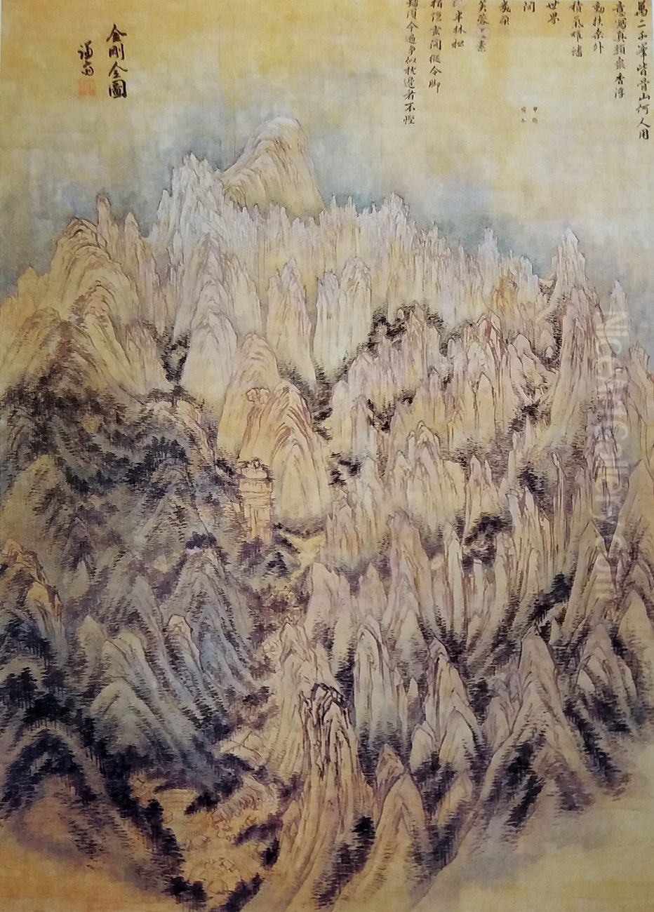 General view of Mt. Geumgangsan Oil Painting by Jeong Seon