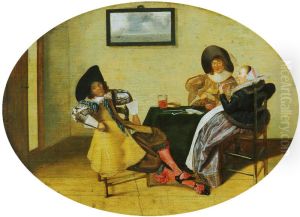 Elegant company smoking and drinking in an interior
