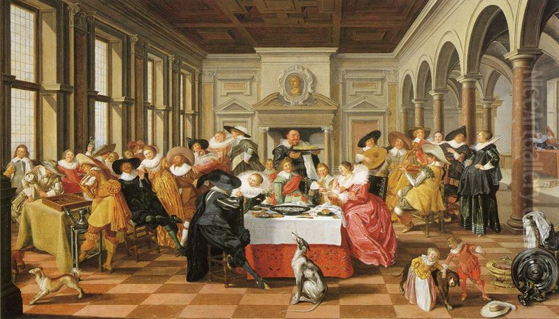 Elegant gezelschap in een paleisachtige ruimte Oil Painting by Dirck Hals