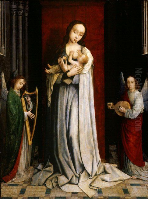 Madonna and Child with Two Music Making Angels Oil Painting by Gerard David
