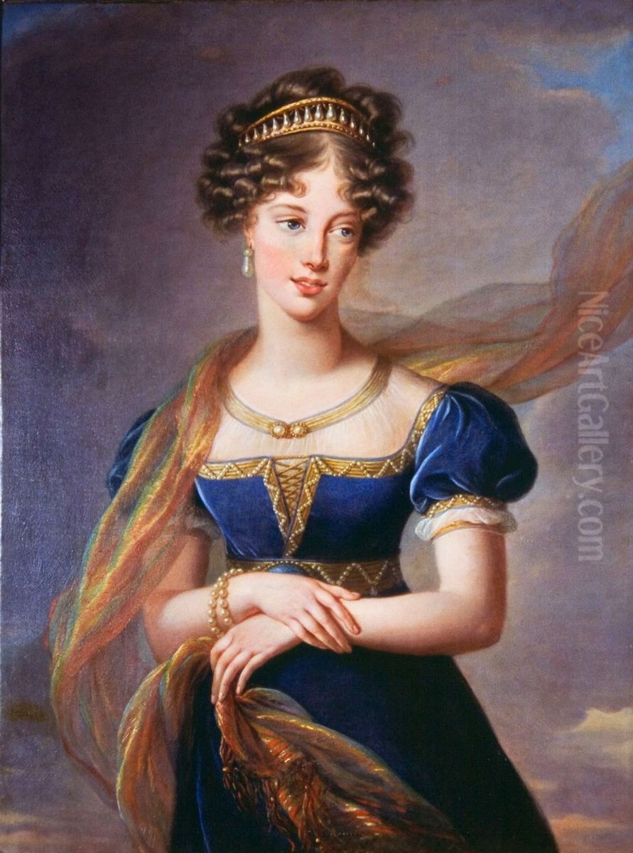 La duchesse de Berry en robe de velours bleu Oil Painting by Elisabeth Louise Vigee Le Brun