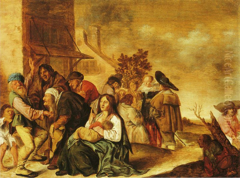 Gypsies in a Village Oil Painting by Jan Miense Molenaer