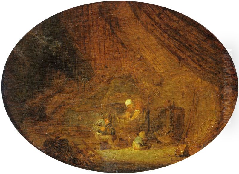 Washing Woman Oil Painting by Adriaen van Ostade