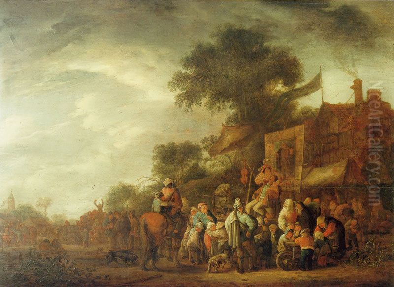 A Quack at a Village Fair Oil Painting by Isaac Van Ostade