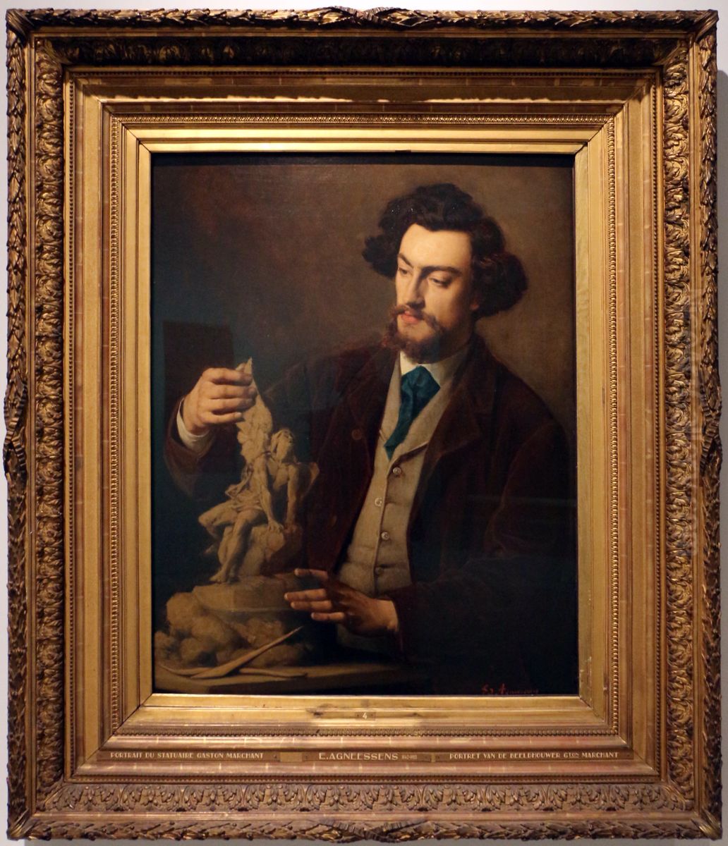 Gaston Marchant, sculptor Oil Painting by Edouard Agneessens