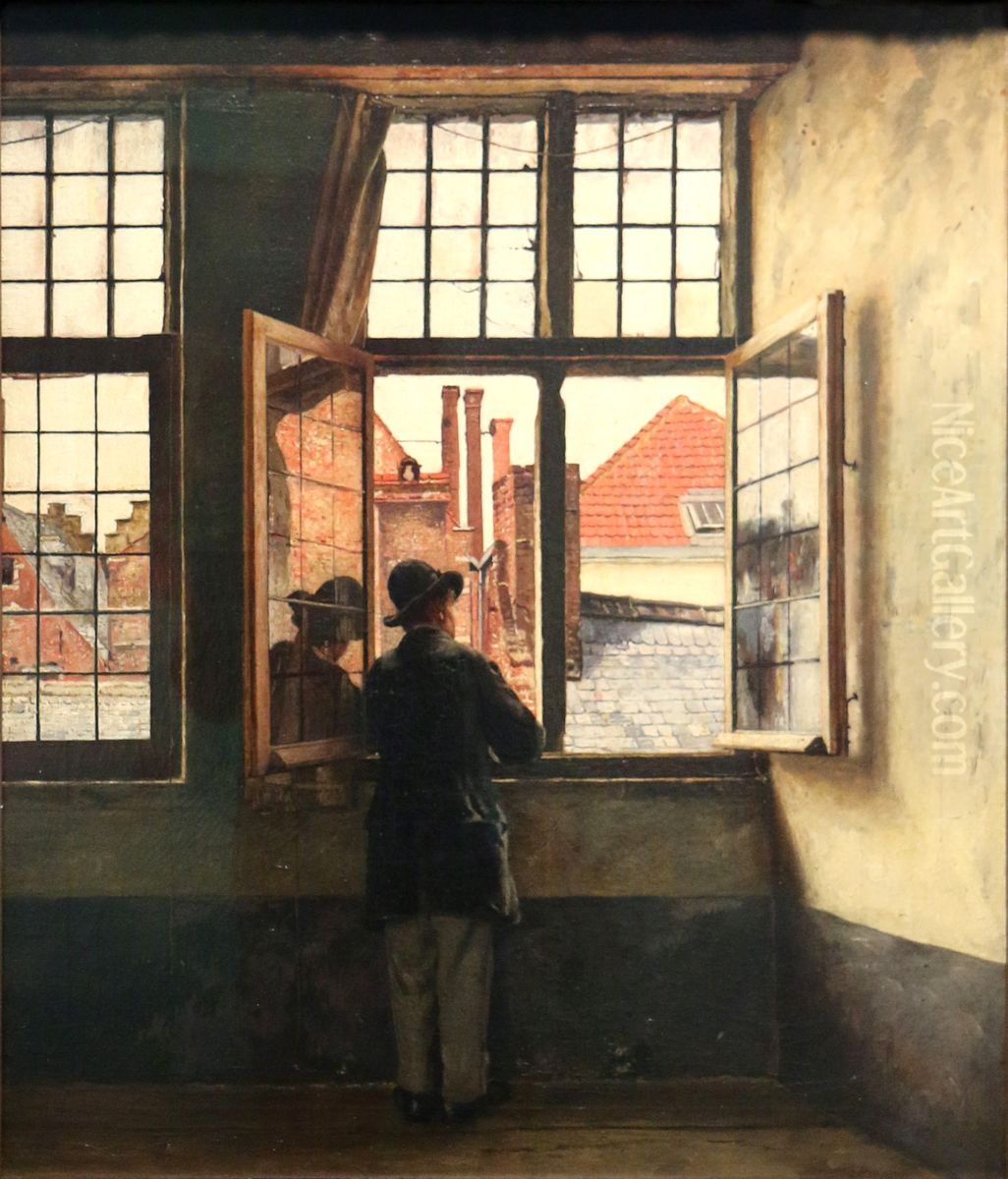 The man at the window Oil Painting by Henri de Braekeleer