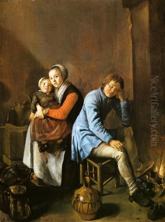 A Soldier's Family Oil Painting by Judith Leyster