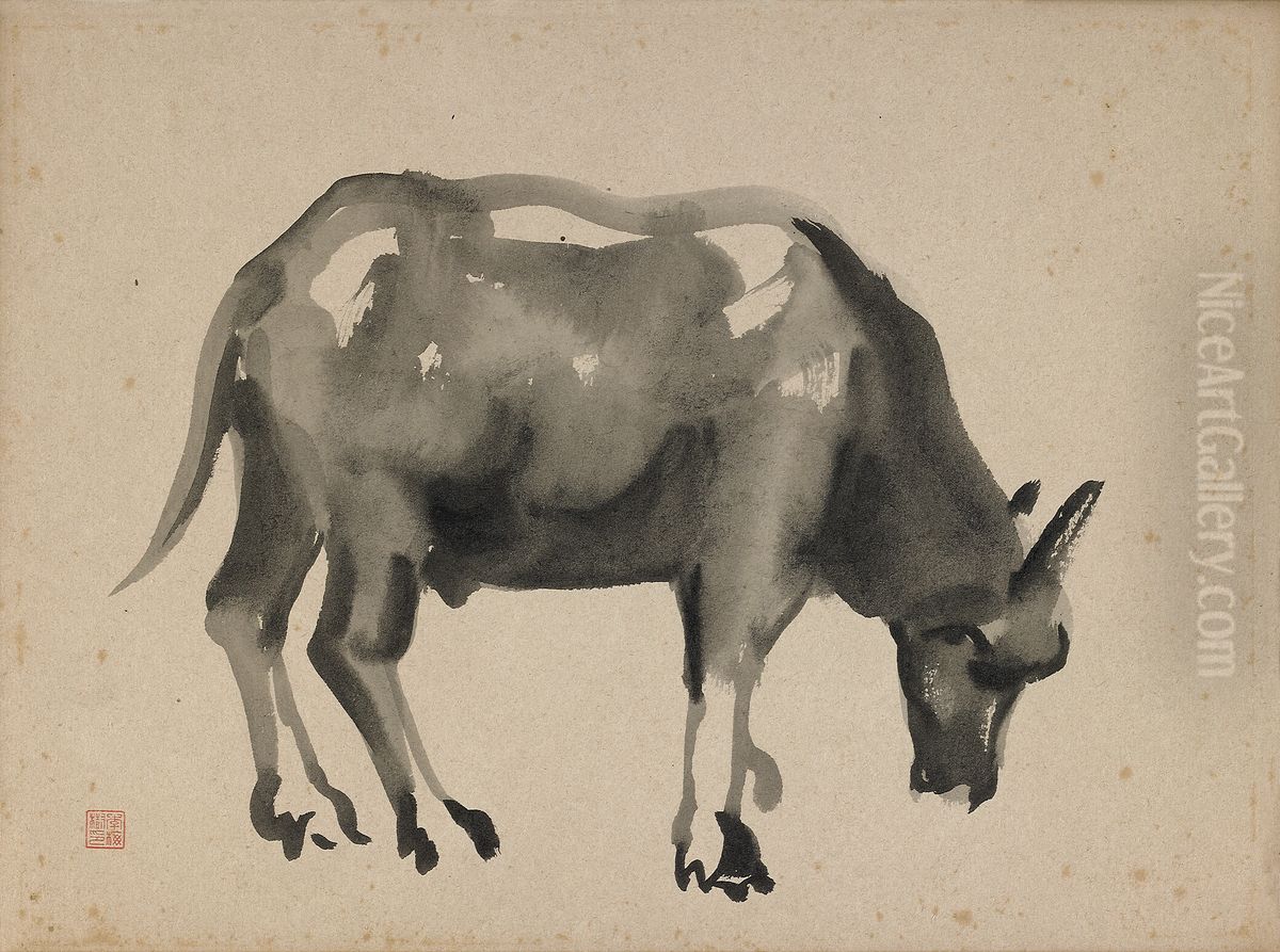 zhong wen (tai wan): shui niu Oil Painting by Li Mei-shu