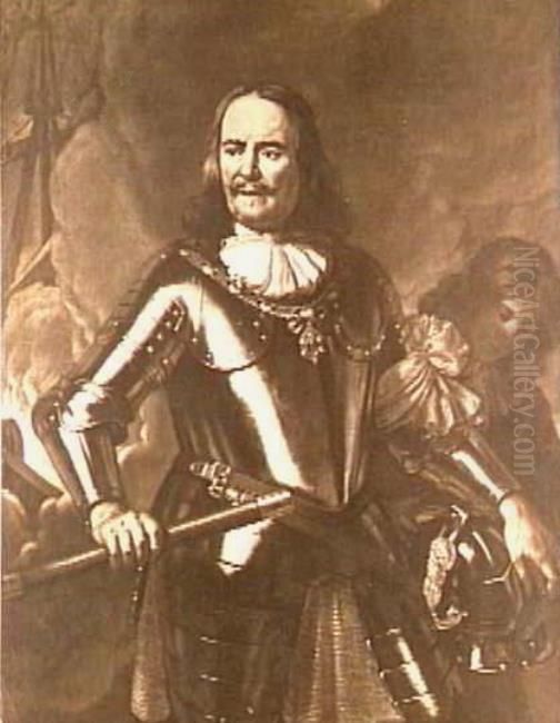 Portret van Michiel Adriaensz. de Ruyter (1607-1676), with a servant Oil Painting by Ferdinand Bol