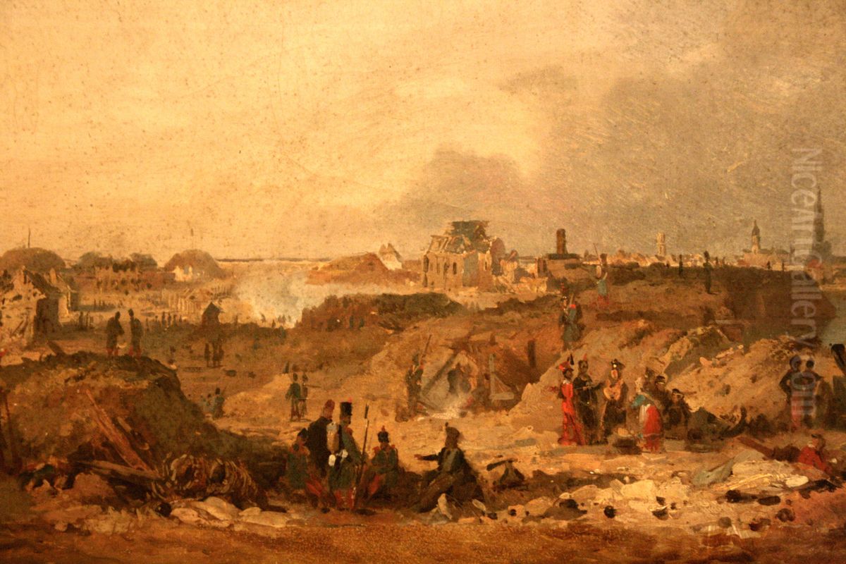 Sight of the citadelle of Antwerp after the bombardement of 1832 Oil Painting by Ferdinand de Braekeleer