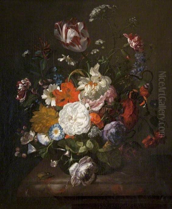 Still Life, Flowers and Insects Oil Painting by Rachel Ruysch