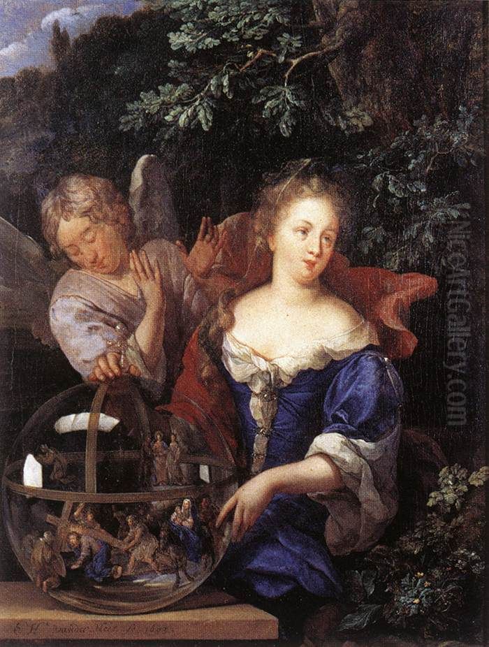 Dame peinzend over het leven en lijden van Christus Oil Painting by Eglon van der Neer