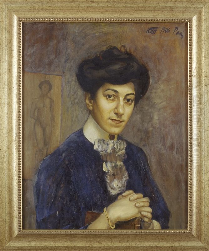 Maria Fiodorovna, l'epouse de l'artiste Oil Painting by Kuzma Petrov-Vodkin