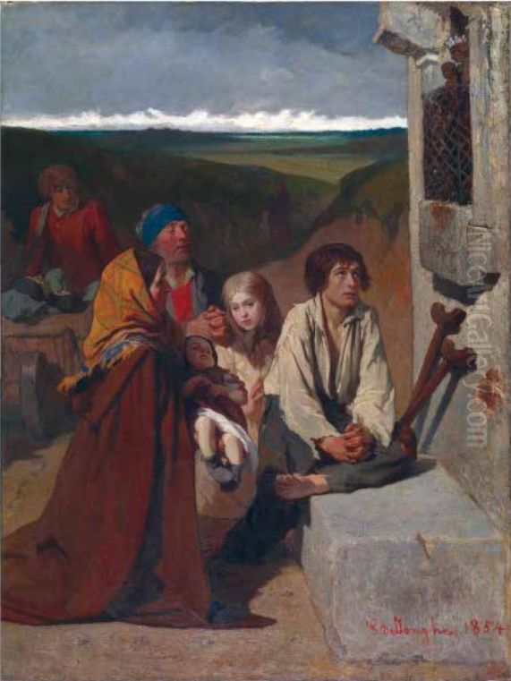 Pilgrims Praying to Our Lady of the Afflicted Oil Painting by Gustave Leonard de Jonghe